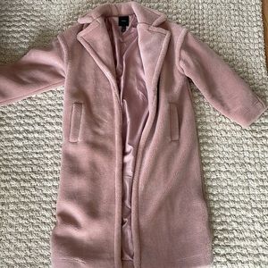 Blush pink long teddy coat. Forever 21 size S